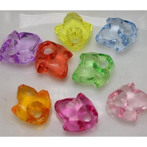 200 Mixed Color Transparent Acrylic Faceted Flower Bud Pendants 12mm Drop Charm