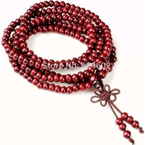 5mm Tibetan Buddhism 216 Red Sandalwood Prayer Bead Mala