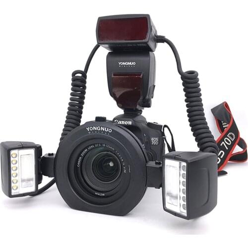 Yongnuo YN24EX E TTL Twin Lite Macro Flash Speedlite for Canon Cameras with Dual 2pcs Flash Head + 4pcs Adapter Rings