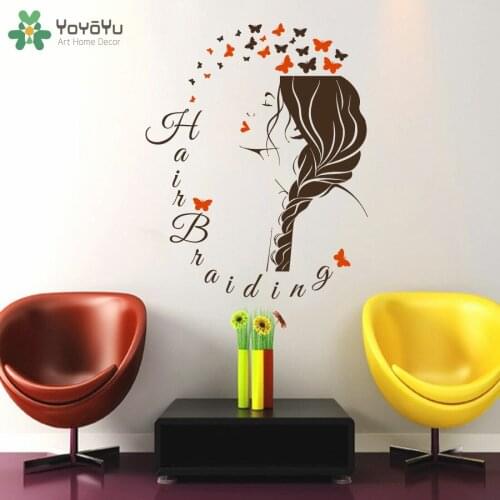 YOYOYU Wall Decal Girls Beauty Salon Sticker Hairdresser Vinyl Wall Stickers Fashion Woman Hair Spa Removable Home Decor SY649
