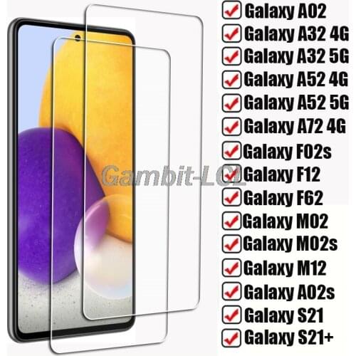 2PCS For Samsung Galaxy A02 A02s A32 4G 5G A52 A72 F02s F12 F62 M02 M02s M12 M62 S21 Plus Tempered Glass Protective Screen Film