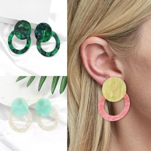 Three styles of color stitching with white green red female earrings new fashion playful cute beach style holiday essential