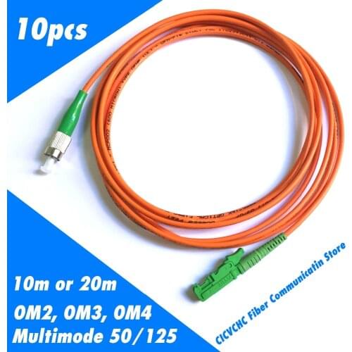 10pcs FC/APC-LSH(E2000)/APC-Multimode(50/125) OM2, OM3, OM4-10m, 20m Length-3.0mm Cable / Jumper