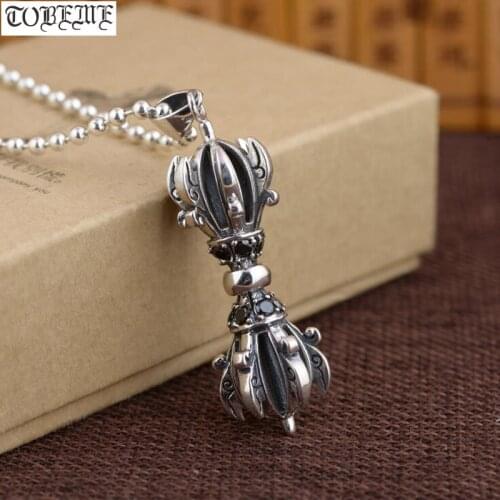 100% 925 Silver Tibetan Pendant 925 Sterling Tibetan Dorje Pendant Buddhist Vajra Pendant Good Luck Amulet