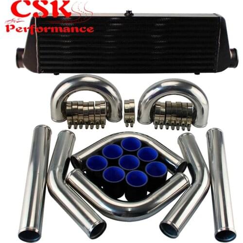 2.5" Aluminum Piping Hose Clamps+ High Performance Front Mount Intercooler 550mmx180mmx64mm Kit Black/Blue/Red