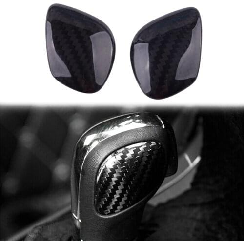 2Pcs/Set Carbon Fiber Black Car Shift Knob Badge Cover Emblem fit for Volkswagen VW Golf GTI MK7 CC