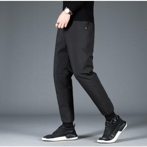 2021 Mens Autumn and Winter New down Pants Thickened Lace-up Elastic Waist Thermal down Pants