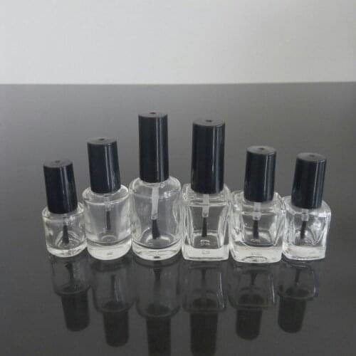 5ml 10ml 15ml Empty Nail Polish Bottle with Brush Inside Square Shaped Clear Nail Polish Container Refillable Bottles F168