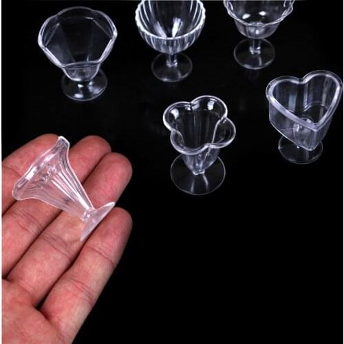 6PCS 1:12 Clear Mini Wine Cup Ice Cream Sundae Cup Doll House Miniature Cups Mini Cup Transparent Plastic Doll House