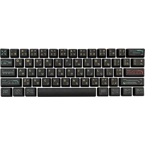 71-Key PBT Keycap All-Inclusive Five-Sided Sublimation Mechanical Keyboard Cap Compatible for GH60 GK64 Black