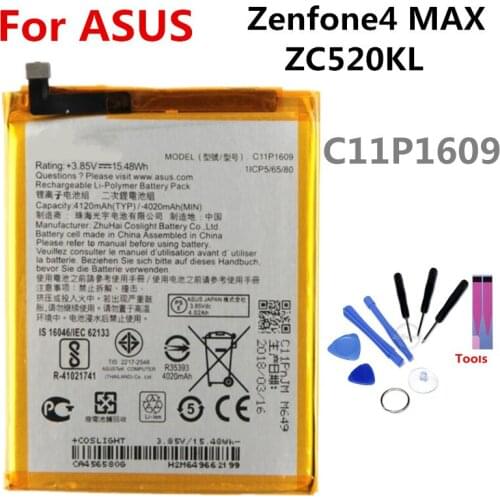 C11P1609 battery FOR Asus Zenfone4 MAX ZC520KL 4120mAh lithium battery li-ion polymer battery High capacit