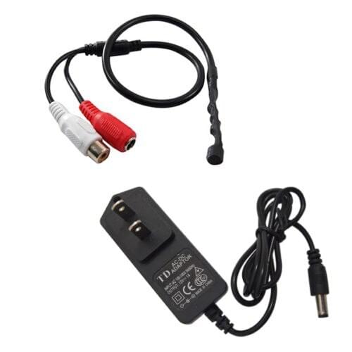 Audio Microphone for Security CCTV Camera with 12V DC Power Adapter