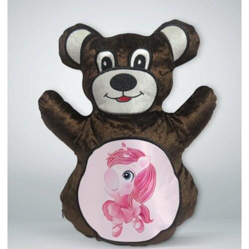 BK Gift Unicorn Design Brown Teddy Bear Yastık-3