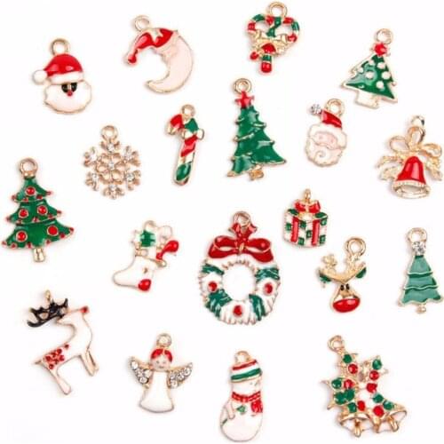 DIY 19pcs Mixed Christmas Charms Set Jewellery Pendants Party Home Decor Metal Alloy