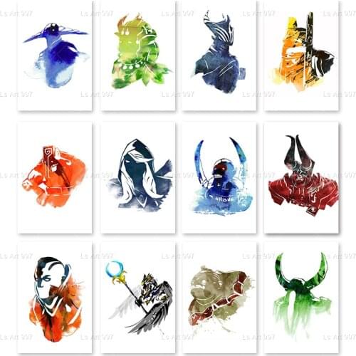 Dota2 Poster Game Watercolor Canvas Painting Wall Art Picture Printable Cartoon Anime Study Room Bedroom Home Decor Cudros