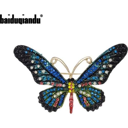 Baiduqiandu Brand Exquisite Colorful Rhinestones Butterfly Brooch Pins Jewelry Gifts