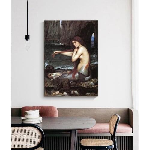 Citon William Waterhouse《A Mermaid》Canvas oil painting World Famous Artwork Poster Picture Modern Wall Art Decor Home Decoration