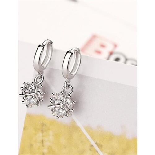 KOFSAC New 925 Sterling Silver Earring Shiny Zircon 6 Sides Crystal Earrings For Women Wedding Fashion Jewelry Gifts oorbellen
