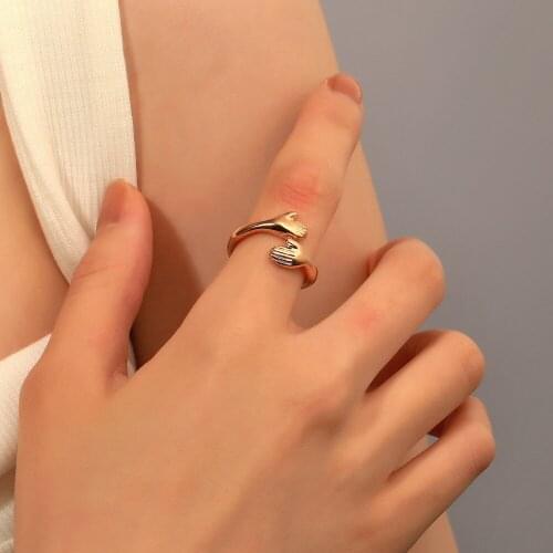 2021 New Women Girls Hand Rizeable Ring Creative Love Hug Gold Silver Color Ring Fashion Lady Open Ring Jewelry Gifts for Lovers