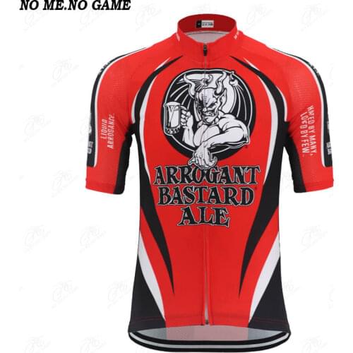 2021 Summer Men ARROGANT BASTARD ALE Beer Cycling Jersey Short Sleeve Cool Bike Clothing Red Bicycle Clothes Retro Jersey