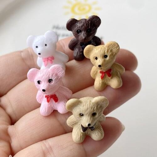 House Miniature Decoration 10Pc Resin Mini Cute Little Sitting Bear Toy Kitchen Living Room Accessories