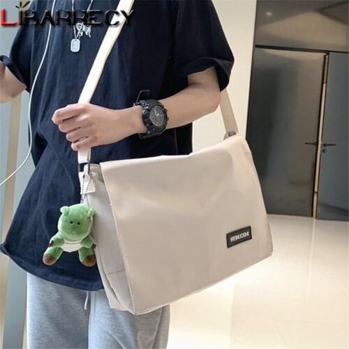 Fashion Letter Design Ladies Shoulder Bag Quality Nylon Women Messenger Bags Solid Color Designer Womens Student School Bag Sac