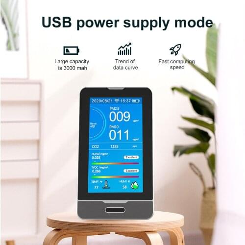 Air Quality Monitor PM2.5 PM1.0 PM10 CO2 Temperature Humidity HCHO TOVC Wifi Air Analyzer Meter Detector Intelligent Detect Tool