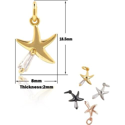 Starfish Pendant Star Necklace Brass Zircon Marine Charisma DIY Jewelry Bracelet Earrings Making Accessories