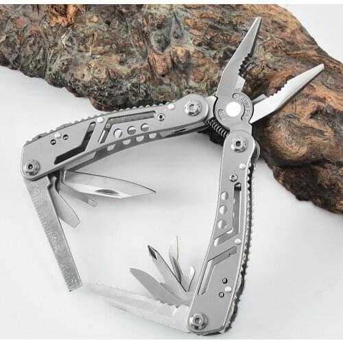 Stainless Steel EDC Multitool with Spring-Action Pliers Scissors Mini Tools Knife Pliers Swiss Army Knife for Outdoor Camping