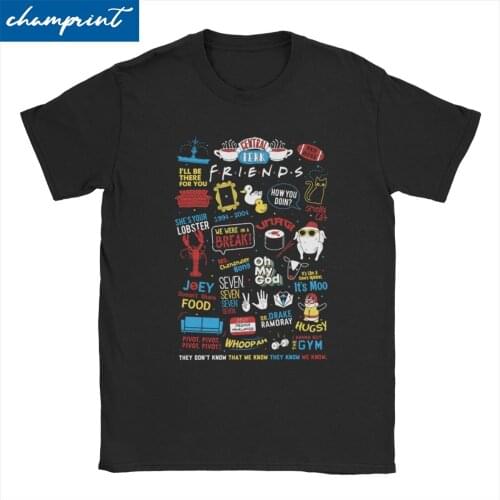 Friends Reunion TV Shows Mens T Shirt Monica Ross Rachel Joey Phoebe Vintage Tees Round Collar T-Shirts Cotton Plus Size Tops