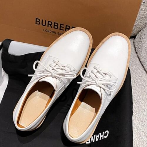 2021 new British style spring womens shoes with round toe leather loafers shoes male casual