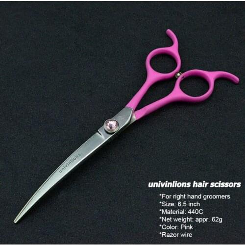 6.5" Stainless Steel Pet Dogs Gromming Scissors Down Curved Shears Sharp Edge Animals Cat Hair Cutting Barber Cutting Tools