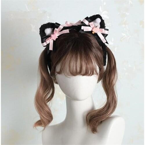 Lolita Bow Bear Ears Hairhoop Hairband Headwear For KC Lolita Cosplay Party Costume Accessories D828