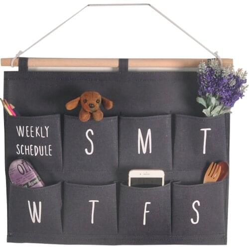 Wall Hanging Organizer Bag Creative Digital Letter Storage Pockets Linen Cotton Sundries Bags Folding Pocket for Sorting Storage