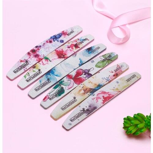 6pcs/Set Nail Files Colorful Mix Size 80/100/150/180/240/320 Flower Pattern Nail Buffer Block Sandpaper Lime Sanding File #TF1