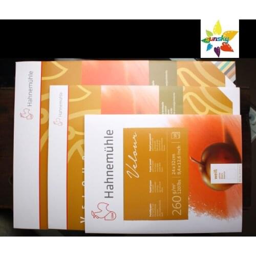 Hahnemuhle Velour Pastel Paper Pad,24 x 32cm,30 x 40cm,36 x 48cm,White or Assorted Mixed Colours, 90% bamboo fibre and 10% rag