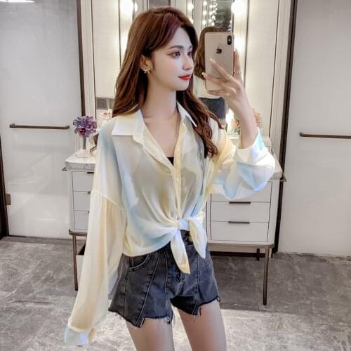 Rainbow Reflective Women Kimono Cardigan Shirt Blouse Summer Thin Sunproof Chiffon Women Shirt Tops Beach Cover Up Blusas Mujer