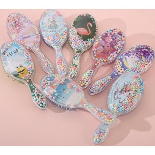 1PC Baby Cartoon Hair Brush Print Shiny Transparent Air Bag Massage Stylist Comb Women Hair Detangler Combs Curly Hair Comb