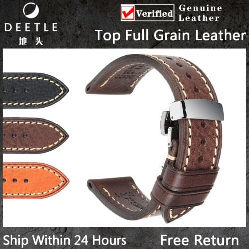 New Genuine Leather Watchbands 18-26mm Universal Butterfly Buckle Watch Band for Rolex Amazfit Samsung 22mm Smart Watch Strap