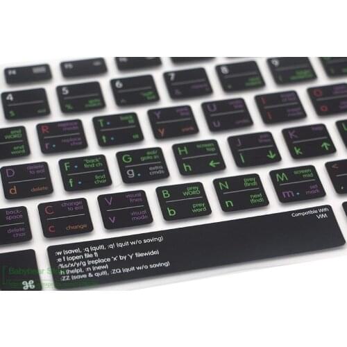 Silicone Skin Keyboard Cover Vim/Vi Functional Hotkey Shortcuts For Old Macbook Pro 13 15 Euro Eu Us For Macbook Air 13.3