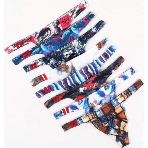 8PCS Mens Briefs Print Fashion Shorts Soft Underwear Printing Underpant Comfortable Underwear Sexy Home Boyshorts Men Panties