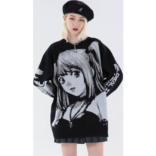 Knitted Harajuku Winter Clothes Women 2020 Oversized Sweaters Long Sleeve Top Gothic Fashion Japanese Kawaii Cartoon Streetwear