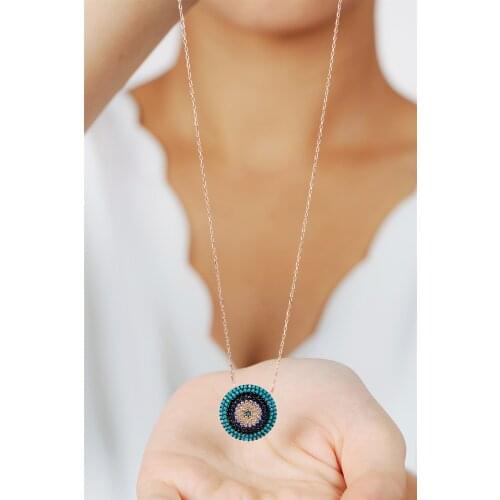 Women Evil Eye Beaded Silver a devil eye evil eye beads for Necklace women necklace elegant different colors-color blue big