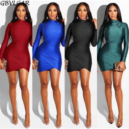 Autumn Winter Women Long Sleeve Bandage Short Dress Elegant Sexy Ruched Mini Bodycon Dresses Woman Party Night 2020 Clubwear