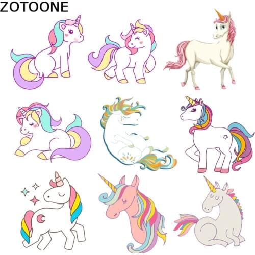 ZOTOONE Stripes for Clothes Unicorn Iron on Transfers for Childrens Clothing Bag Stickers Heat Press Appliqued Diy Patch Cute E