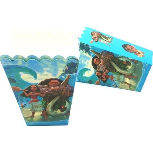 12/24/36/48 Pcs Moana Theme Popcorn Boxes Cartoon Moana Popcorn Boxes Gift Box Moana Theme Birthday Party Decorations Supplies