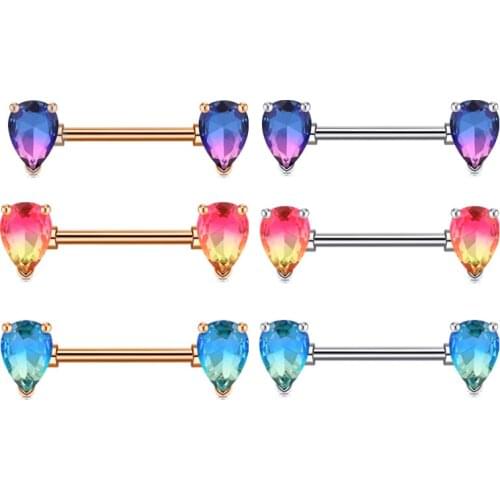 14G Nipple Rings Surgical Steel Nipple Piercing Bar Ring Sexy Water Drop Nipple Barbell Body Jewelry