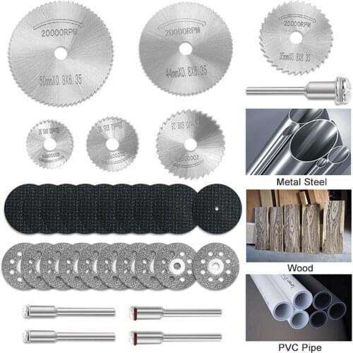 31pcs Diamond Cutting Wheels HSS Circular Saw Blade Rotary Resin Cut Off Discs Wood Working Tool Mini Drill Rotary Tool Items