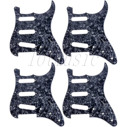 4PCS Guitar SSS Pickguard 3PLY 11 Hole Gray Black Pearl For Fender Stratocaster