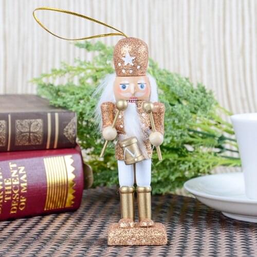 5PCS 12cm Wooden Nutcracker Drummer Soldier Figures Model Home Ornament Gift